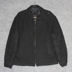 Club Uomo Mens XL Black‎ Wool Blend Jacket Full Zip Collared Casual Coat